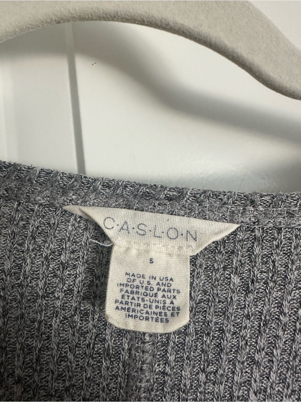 Caslon Gray Ribbed Wrap-Front Long Sleeve Top - Picture 2 of 3